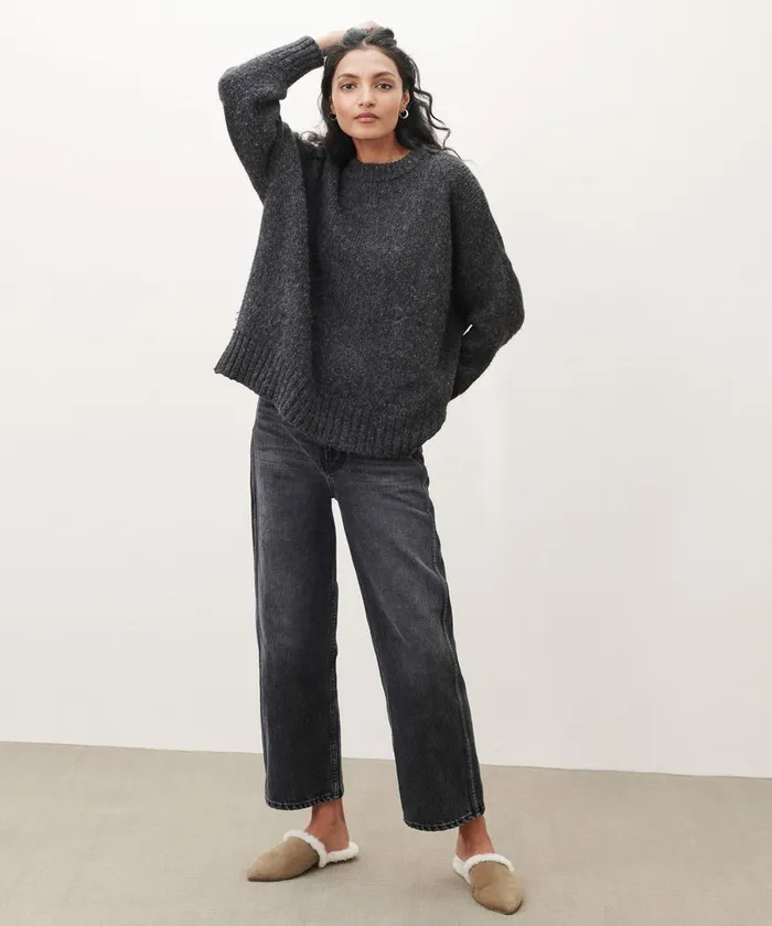Crewnecks and Pullovers Women Jenni Kayne Alpaca Cocoon Crewneck Charcoal Charcoal