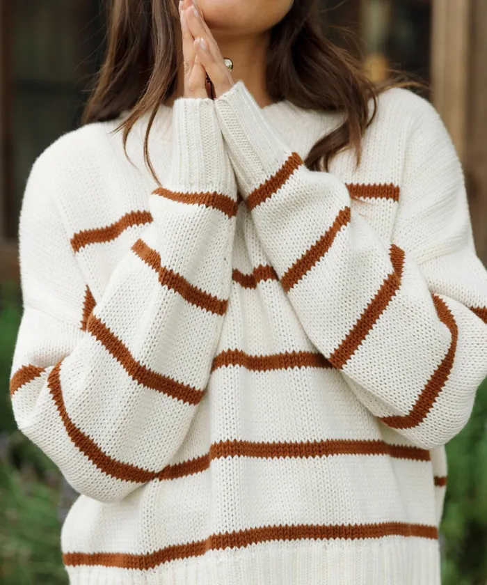 Crewnecks and Pullovers Women Jenni Kayne Chloe Crewneck Copper Stripe