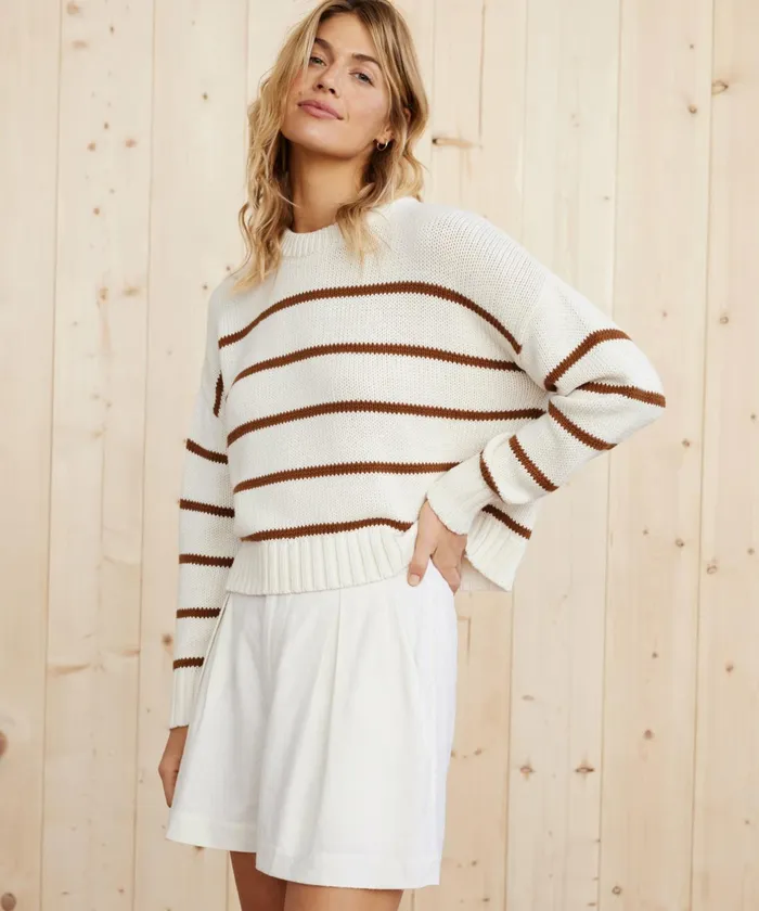 Crewnecks and Pullovers Women Jenni Kayne Chloe Crewneck Copper Stripe