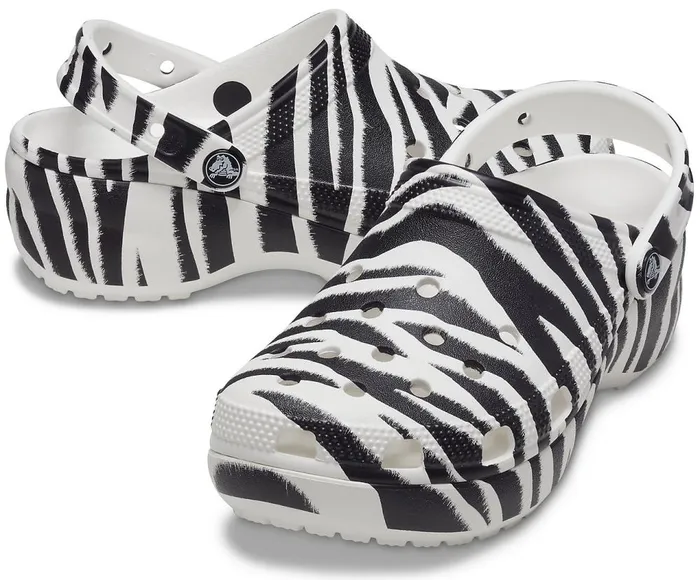 Crocs Classic Platform Graphic Clog Zebra Print Womens Clogs