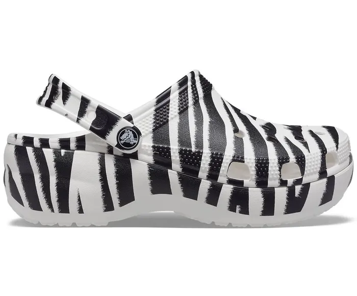 Crocs Classic Platform Graphic Clog Zebra Print Womens Clogs