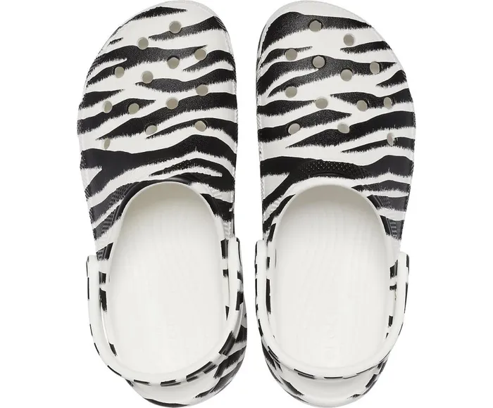 Crocs Classic Platform Graphic Clog Zebra Print Womens Clogs