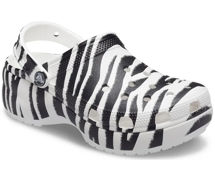 Crocs Classic Platform Graphic Clog Zebra Print Womens Clogs