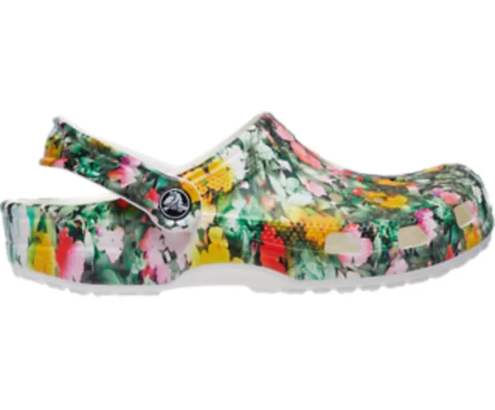 Crocs Classic Printed Floral Clog White Multi Womens Clogs