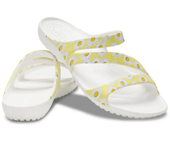 Crocs Kadee II Graphic Sandal White Yellow Daisy Womens Sandals