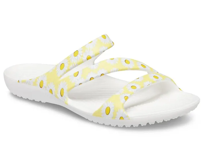 Crocs Kadee II Graphic Sandal White Yellow Daisy Womens Sandals