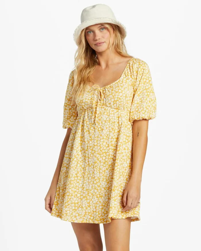 Daisy Wave Dress Sandy Gold Women Billabong Mini Dresses
