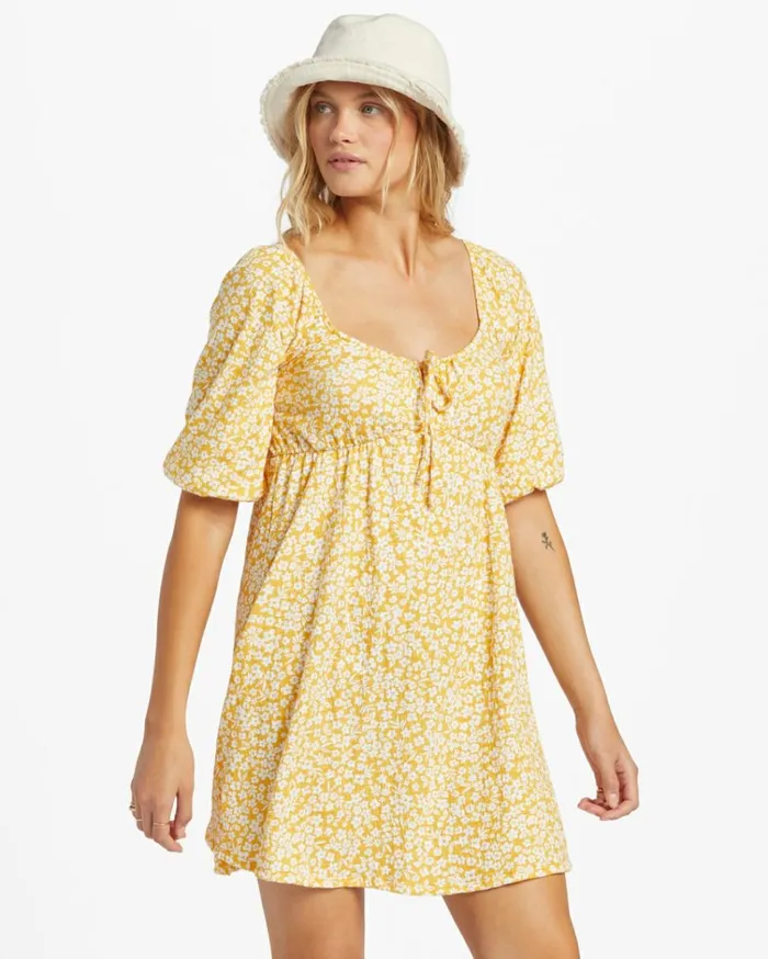 Daisy Wave Dress Sandy Gold Women Billabong Mini Dresses