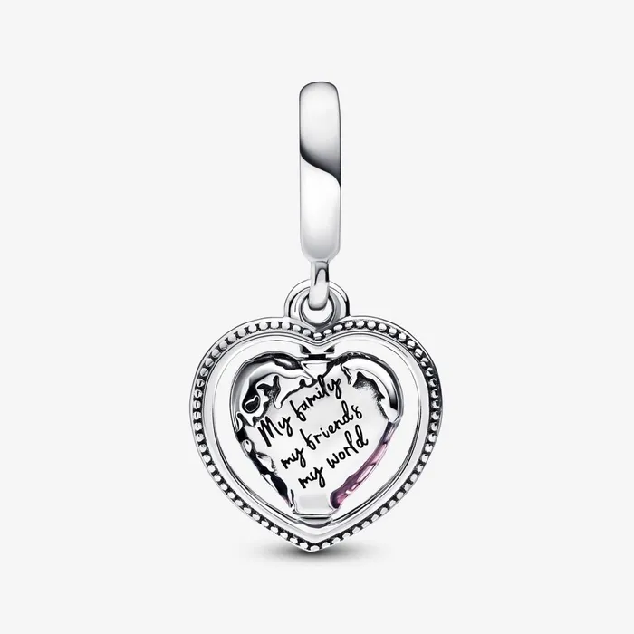 Dangle Charms Women Pandora Family Spinning Heart Globe Dangle Charm