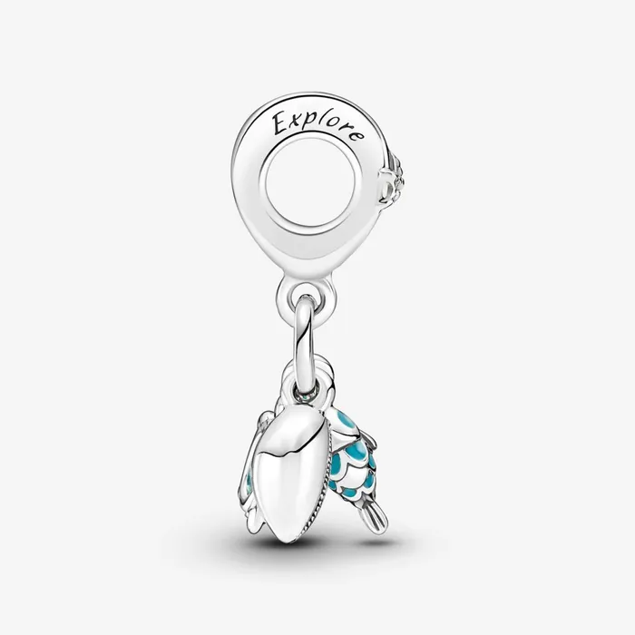 Dangle Charms Women Pandora Fish Sea Turtle and Conch Triple Dangle Charm