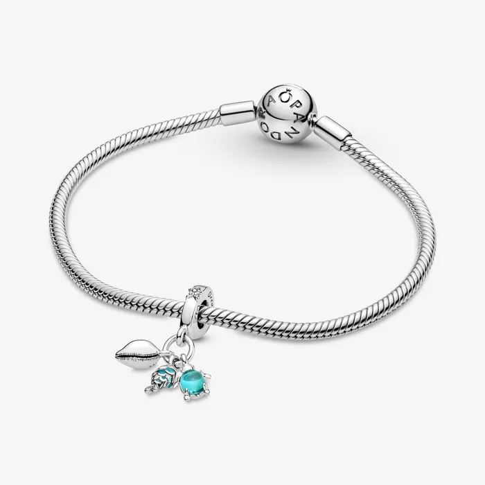 Dangle Charms Women Pandora Fish Sea Turtle and Conch Triple Dangle Charm