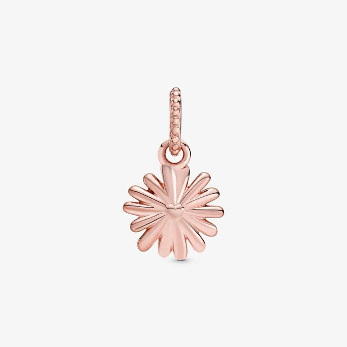Dangle Charms Women Pandora Pink Daisy Flower Dangle Charm Rose Gold Plated