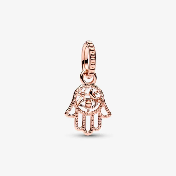 Dangle Charms Women Pandora Protective Hamsa Hand Dangle Charm Rose Gold Plated