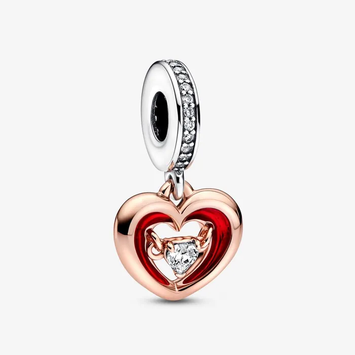 Dangle Charms Women Pandora Twotone Radiant Heart Dangle Charm