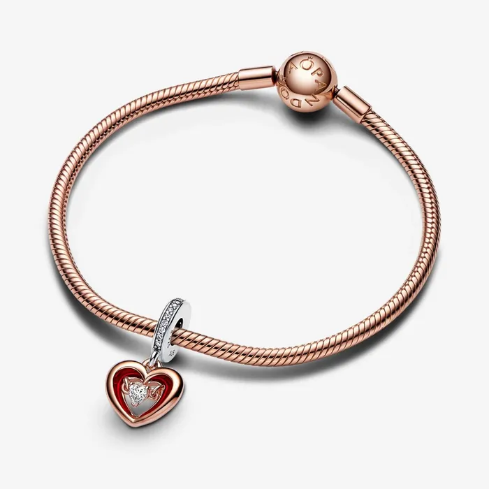 Dangle Charms Women Pandora Twotone Radiant Heart Dangle Charm