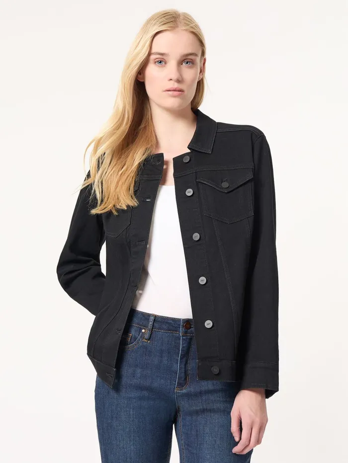 Denim Belted ButtonFront Jacket Onyx Wash Women Jones New York Denim Denim Belted ButtonFront Jacket Onyx Wash Women Jones New York Denim