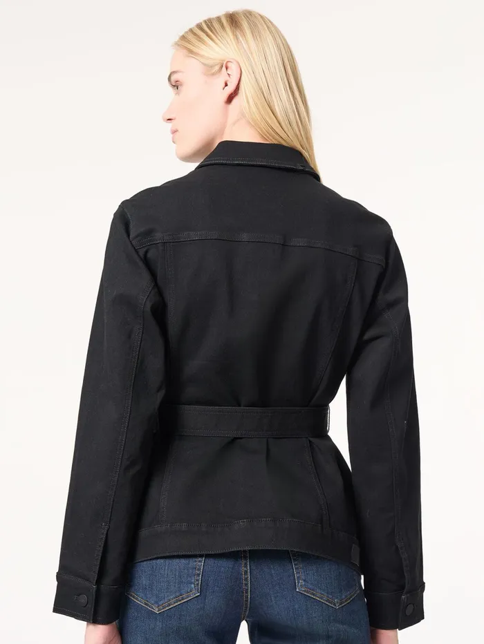 Denim Belted ButtonFront Jacket Onyx Wash Women Jones New York Denim Denim Belted ButtonFront Jacket Onyx Wash Women Jones New York Denim