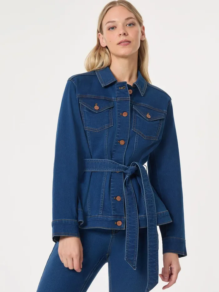 Denim Belted ButtonFront Jacket Phoenix Wash Women Jones New York Outerwear Denim Belted ButtonFront Jacket Phoenix Wash Women Jones New York Outerwear