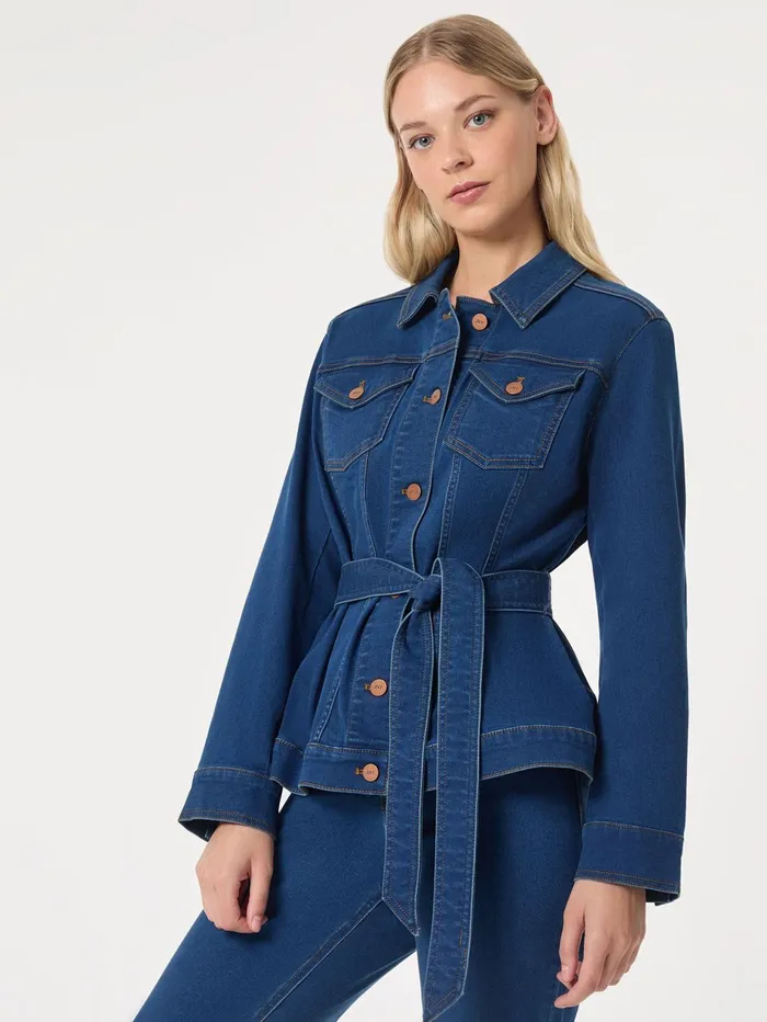Denim Belted ButtonFront Jacket Phoenix Wash Women Jones New York Outerwear Denim Belted ButtonFront Jacket Phoenix Wash Women Jones New York Outerwear