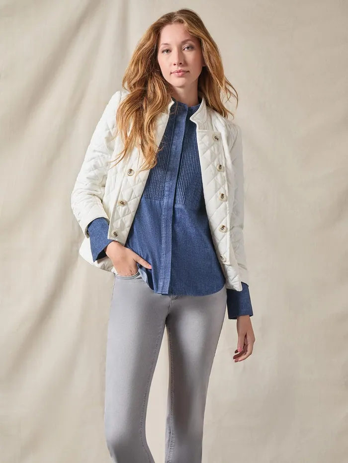Denim ButtonFront Pintuck Top Women Jones New York Tops and Blouses Denim ButtonFront Pintuck Top Women Jones New York Tops and Blouses