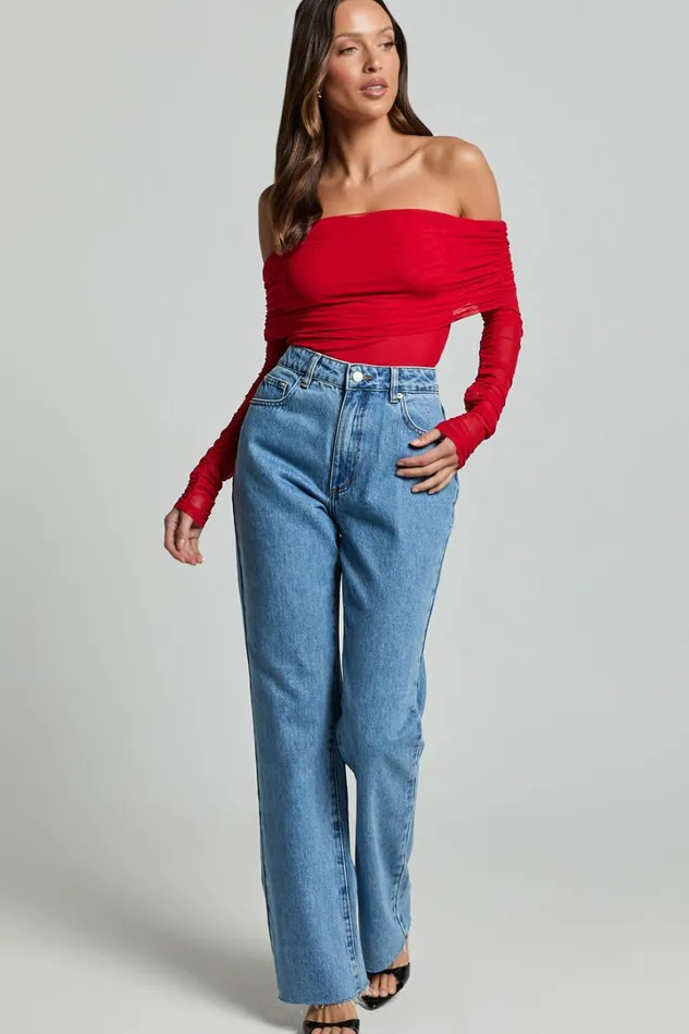Dexter Jeans 8211 High Waisted Straight Leg Denim Jeans In Blue Women Showpo Conscious
