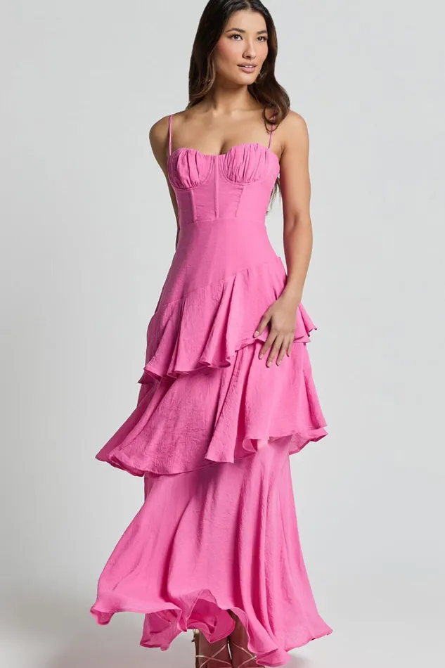 Diana Midi Dress 8211 Sweetheart Ruched Bust Layered Dress In Hot Pink Women Showpo Dresses