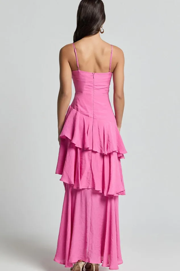 Diana Midi Dress 8211 Sweetheart Ruched Bust Layered Dress In Hot Pink Women Showpo Dresses