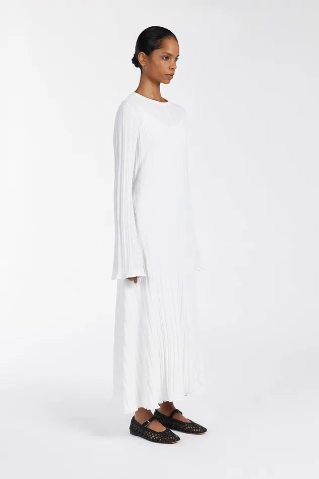 DISSH Long Sleeve Dresses SYLVIA OFF WHITE KNIT MIDI DRESS 8211 Women