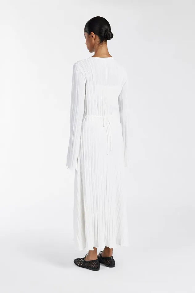 DISSH Long Sleeve Dresses SYLVIA OFF WHITE KNIT MIDI DRESS 8211 Women
