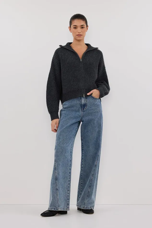 DISSH Long Sleeved ISSY CHARCOAL WOOL BLEND JUMPER 8211 Women