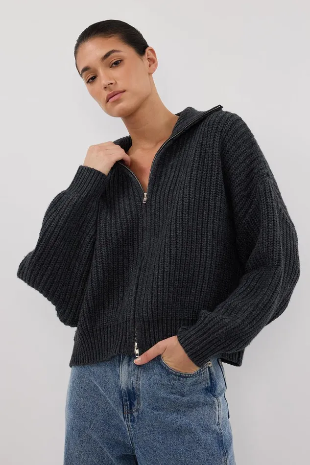 DISSH Long Sleeved ISSY CHARCOAL WOOL BLEND JUMPER 8211 Women