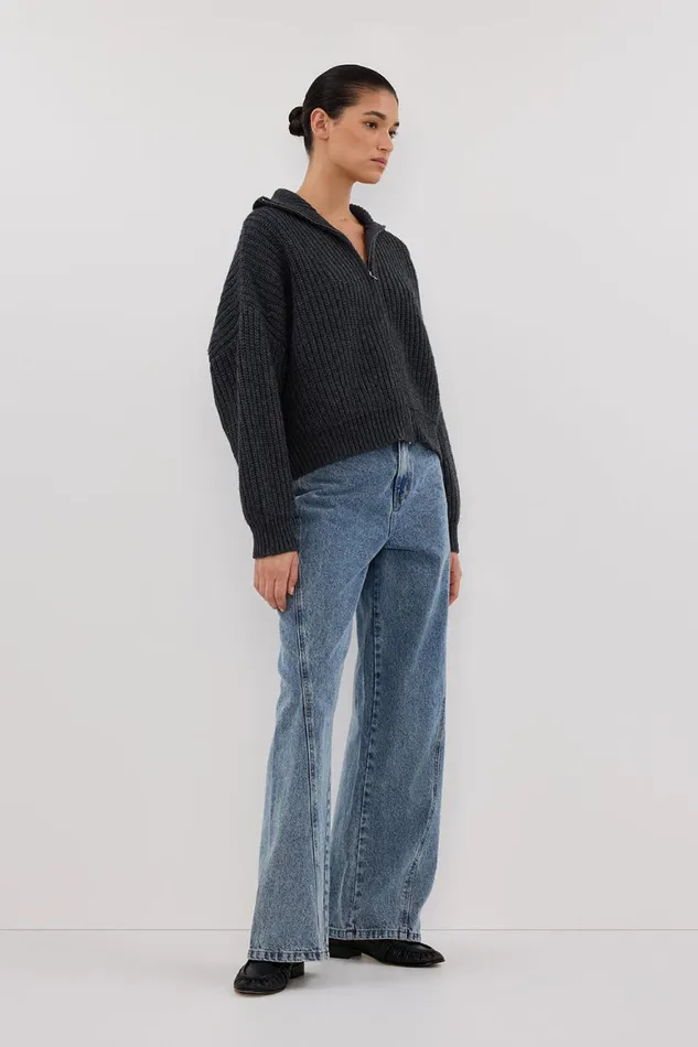 DISSH Long Sleeved ISSY CHARCOAL WOOL BLEND JUMPER 8211 Women