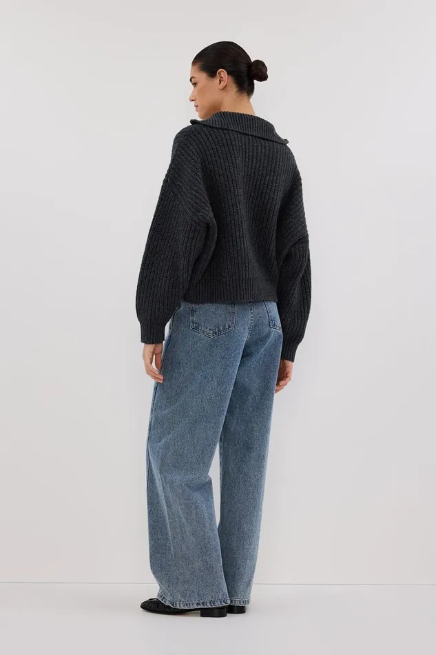 DISSH Long Sleeved ISSY CHARCOAL WOOL BLEND JUMPER 8211 Women