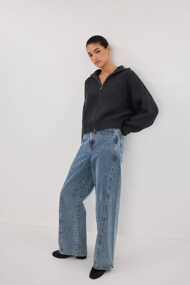 DISSH Long Sleeved ISSY CHARCOAL WOOL BLEND JUMPER 8211 Women