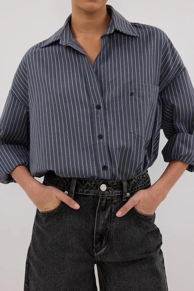 DISSH Long Sleeved MASON SLATE STRIPE SHIRT 8211 Women