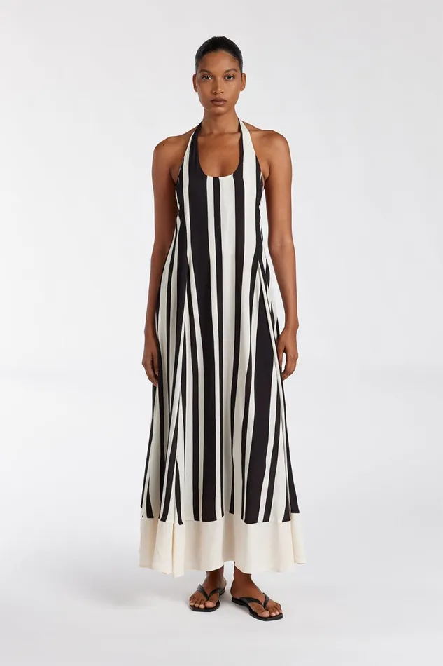 DISSH Midi Dresses BEAU BLACK STRIPE HALTER MIDI DRESS 8211 Women