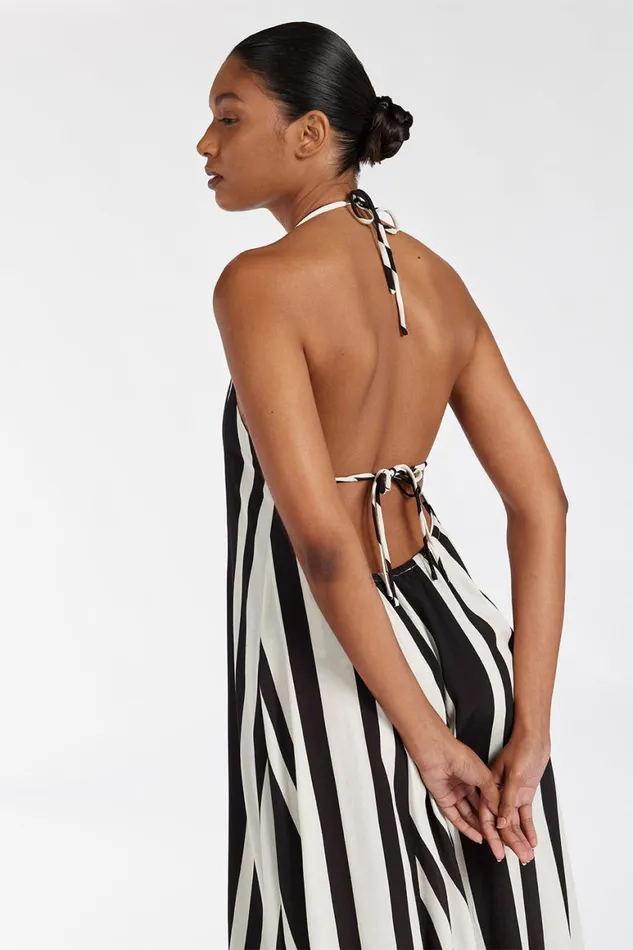 DISSH Midi Dresses BEAU BLACK STRIPE HALTER MIDI DRESS 8211 Women