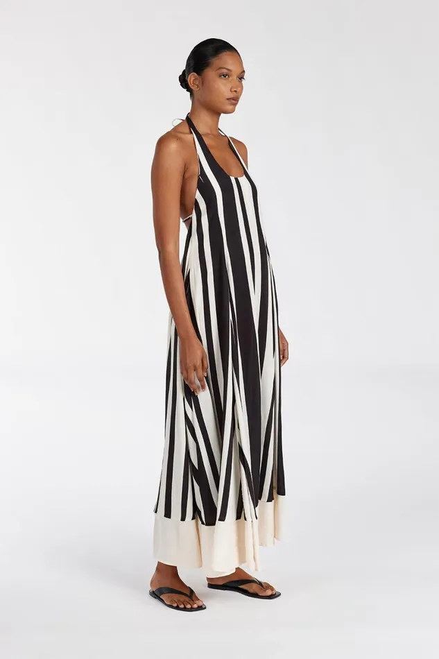 DISSH Midi Dresses BEAU BLACK STRIPE HALTER MIDI DRESS 8211 Women