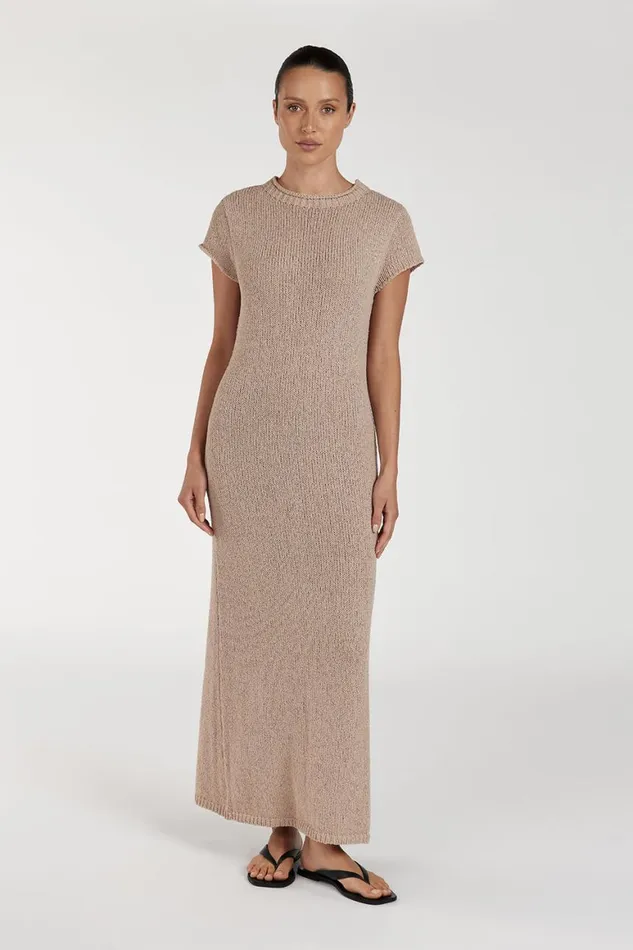 DISSH Midi Dresses LEO TAN KNIT MIDI DRESS 8211 Women