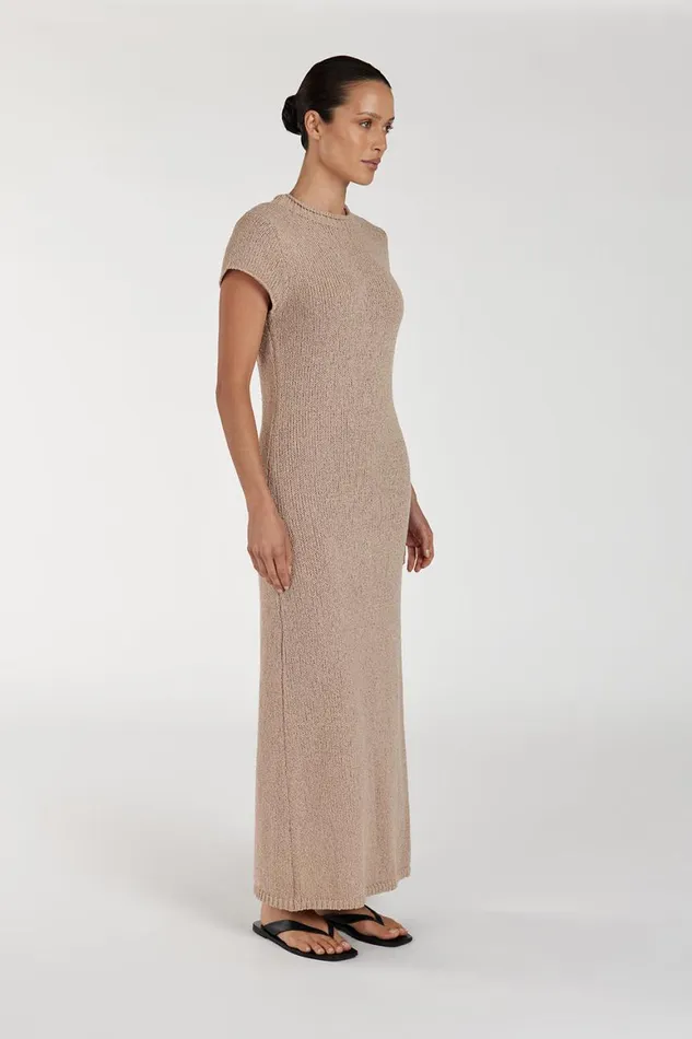 DISSH Midi Dresses LEO TAN KNIT MIDI DRESS 8211 Women