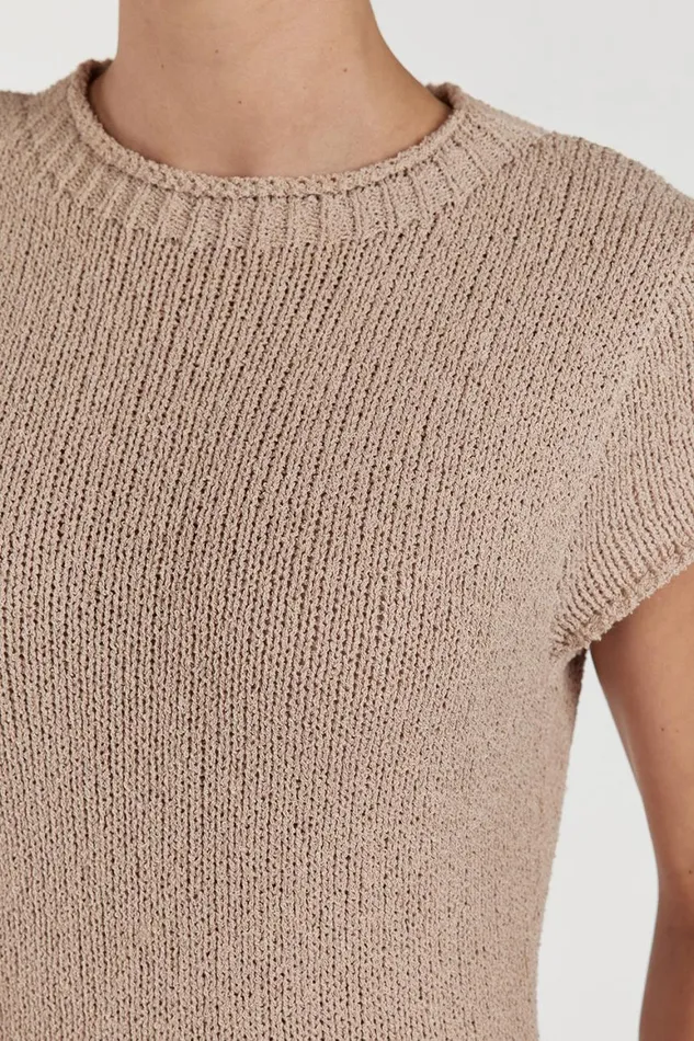 DISSH Midi Dresses LEO TAN KNIT MIDI DRESS 8211 Women