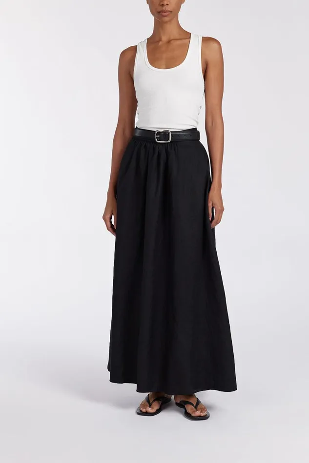 DISSH Midi GEMIMA BLACK LINEN MIDI SKIRT 8211 Women