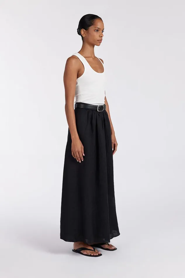 DISSH Midi GEMIMA BLACK LINEN MIDI SKIRT 8211 Women