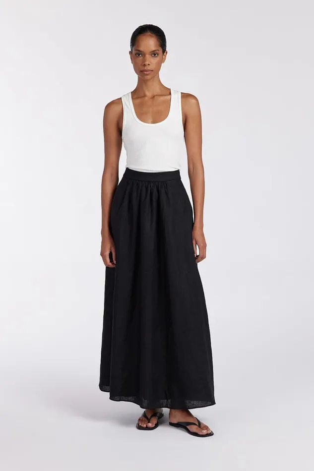 DISSH Midi GEMIMA BLACK LINEN MIDI SKIRT 8211 Women