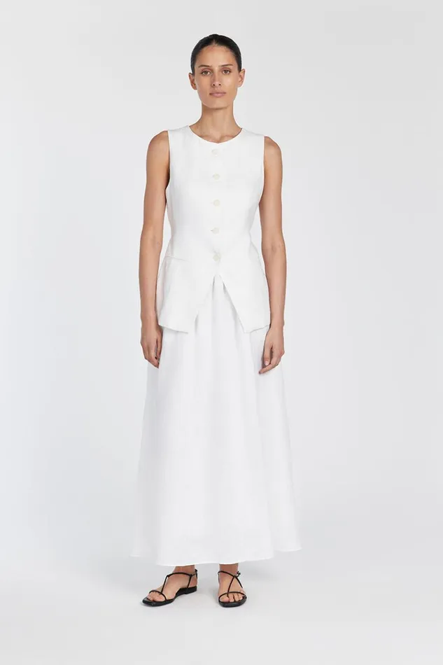 DISSH Midi GEMIMA WHITE LINEN MIDI SKIRT 8211 Women