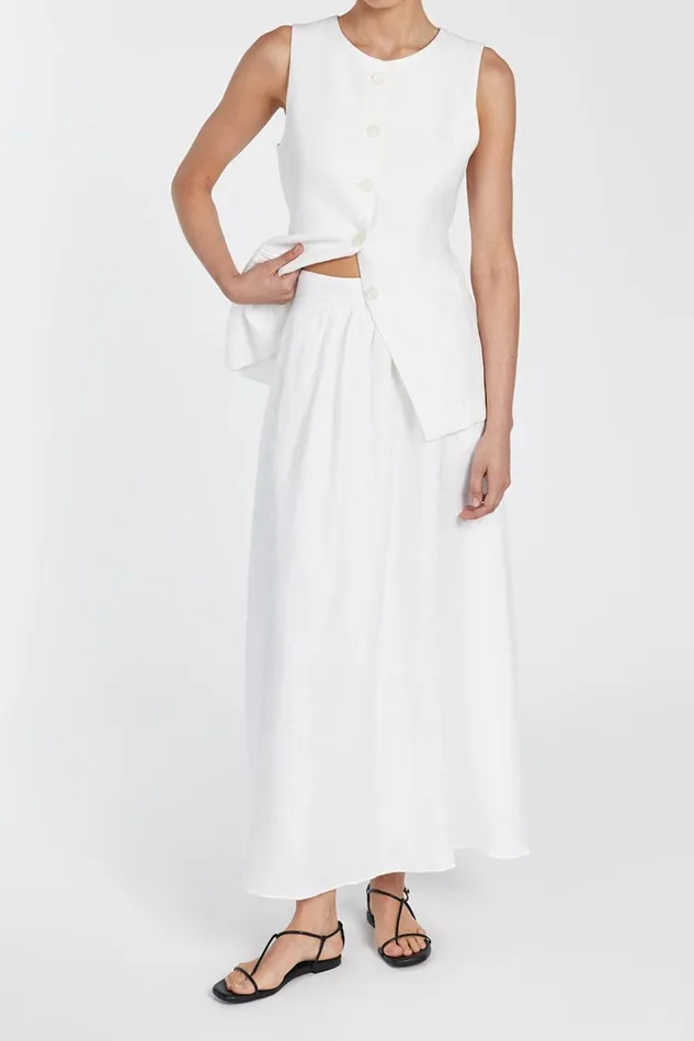 DISSH Midi GEMIMA WHITE LINEN MIDI SKIRT 8211 Women