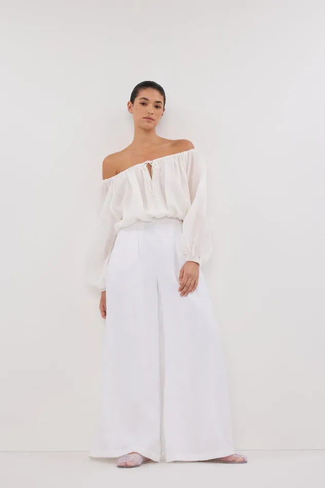 DISSH Pants CODY WHITE WIDE LINEN PANT 8211 Women