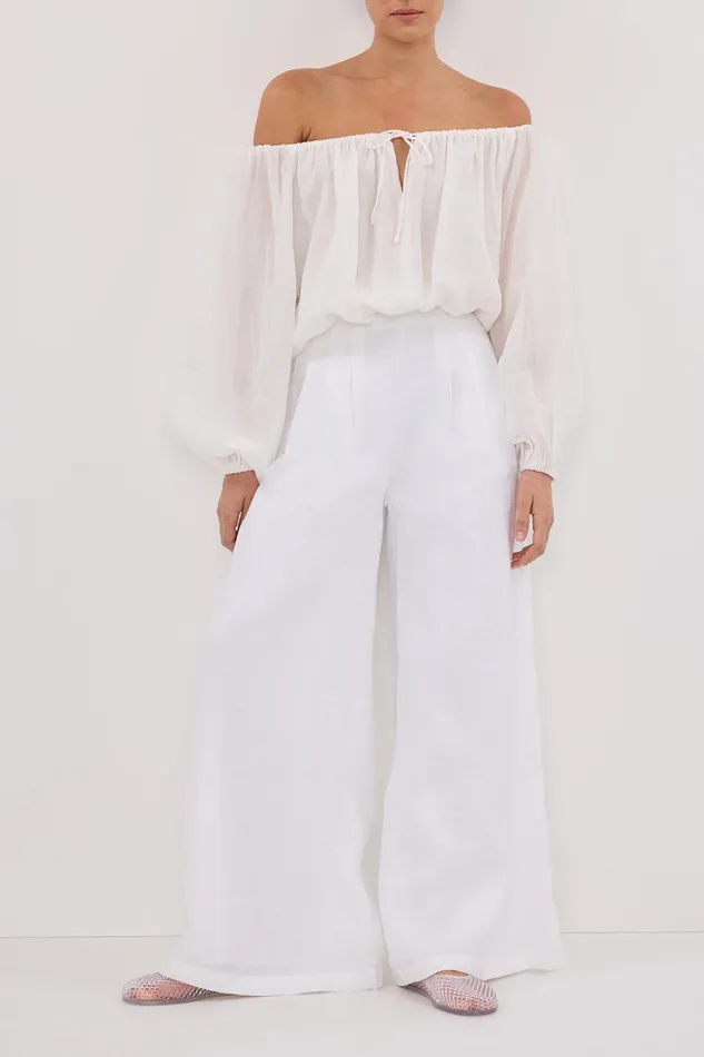 DISSH Pants CODY WHITE WIDE LINEN PANT 8211 Women