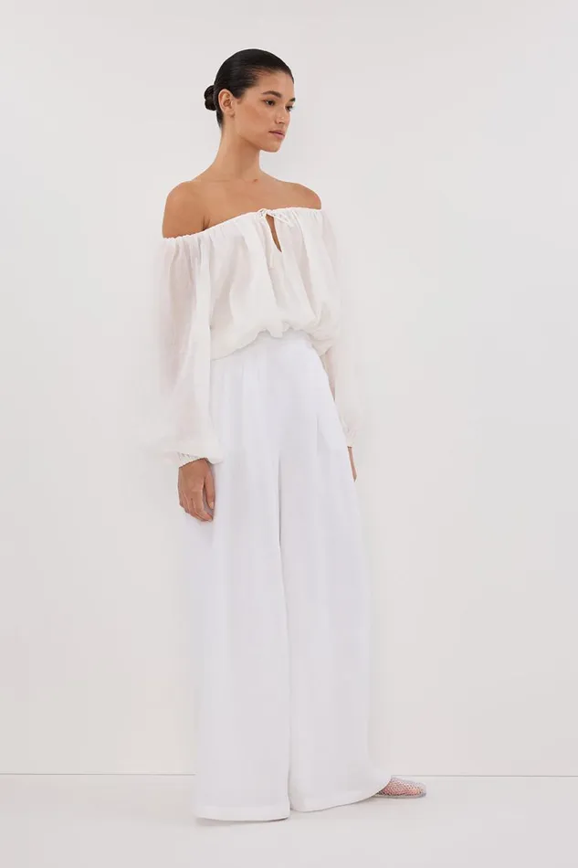 DISSH Pants CODY WHITE WIDE LINEN PANT 8211 Women