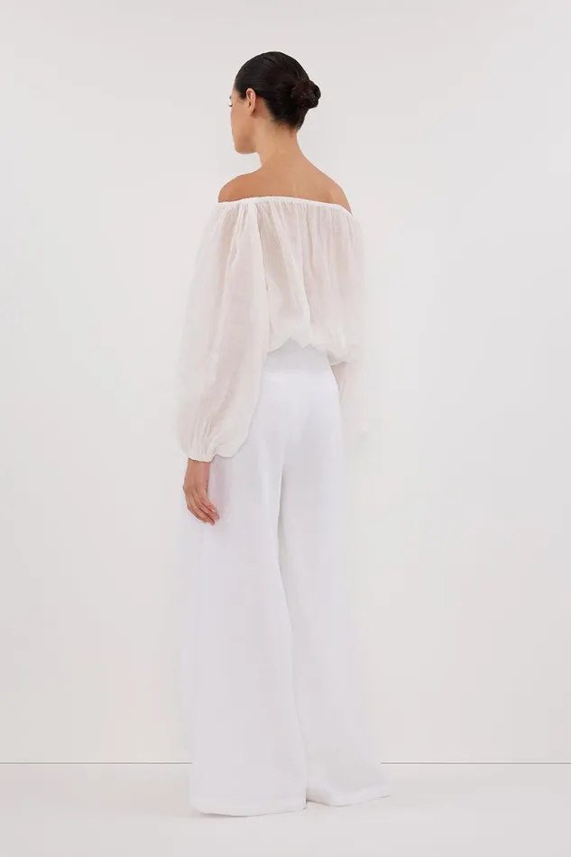 DISSH Pants CODY WHITE WIDE LINEN PANT 8211 Women